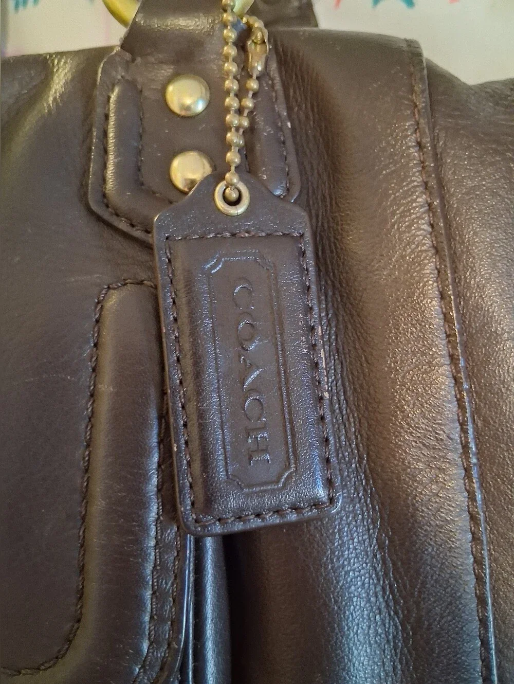 EUC Vintage Y2K Coach Campbell Brown Leather Caryall Satchel Handbag Purse